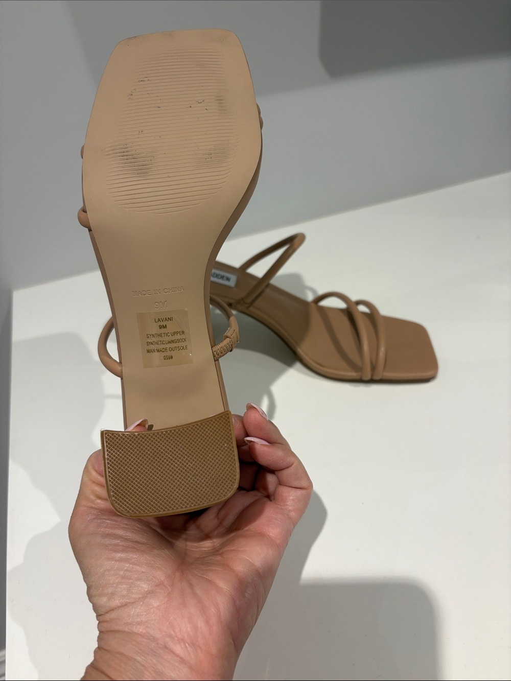 Steve Madden Tan Strappy Square-Toe Block Heels - Picture 4 of 6